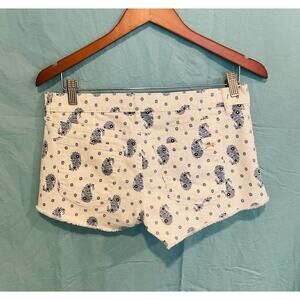 Juicy Couture White Denim Paisley Shorts